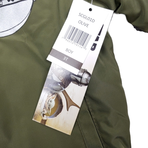 NWT Disney Star Wars 2 Pc Baby Yoda 3T Army Green Bomber Jacket & Tee - Picture 4 of 9